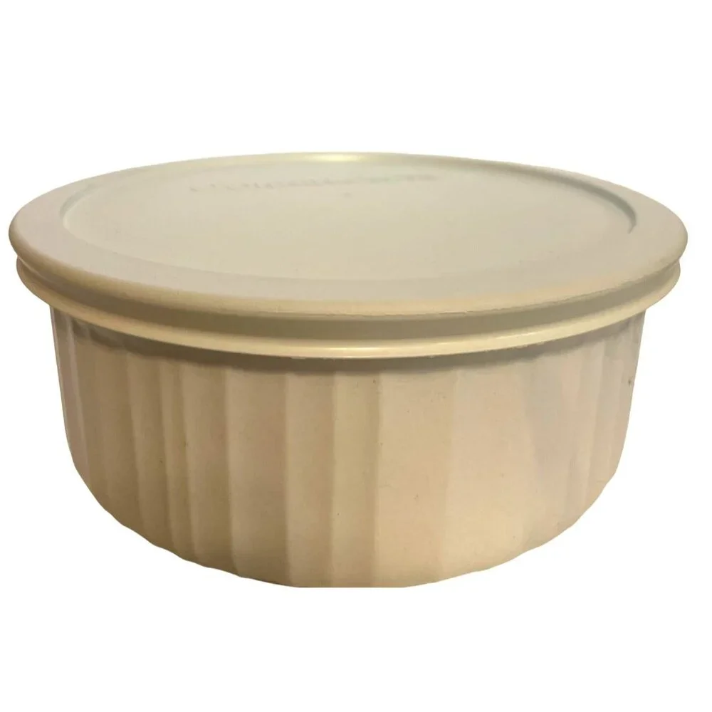 CorningWare French White 1.5 Qt Stoneware Casserole Dish‎ Lid + refrigerator lid